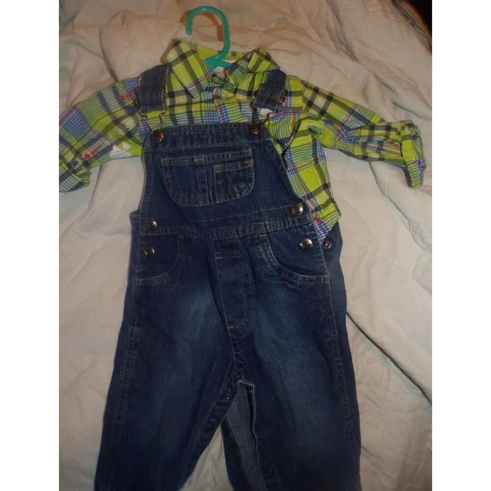 Heidi Klum Truly Scrumptious overalls and long sleeve shirt size 6 month